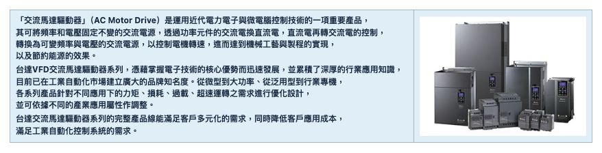 變頻器 – 交流馬達驅動器 規格表 1