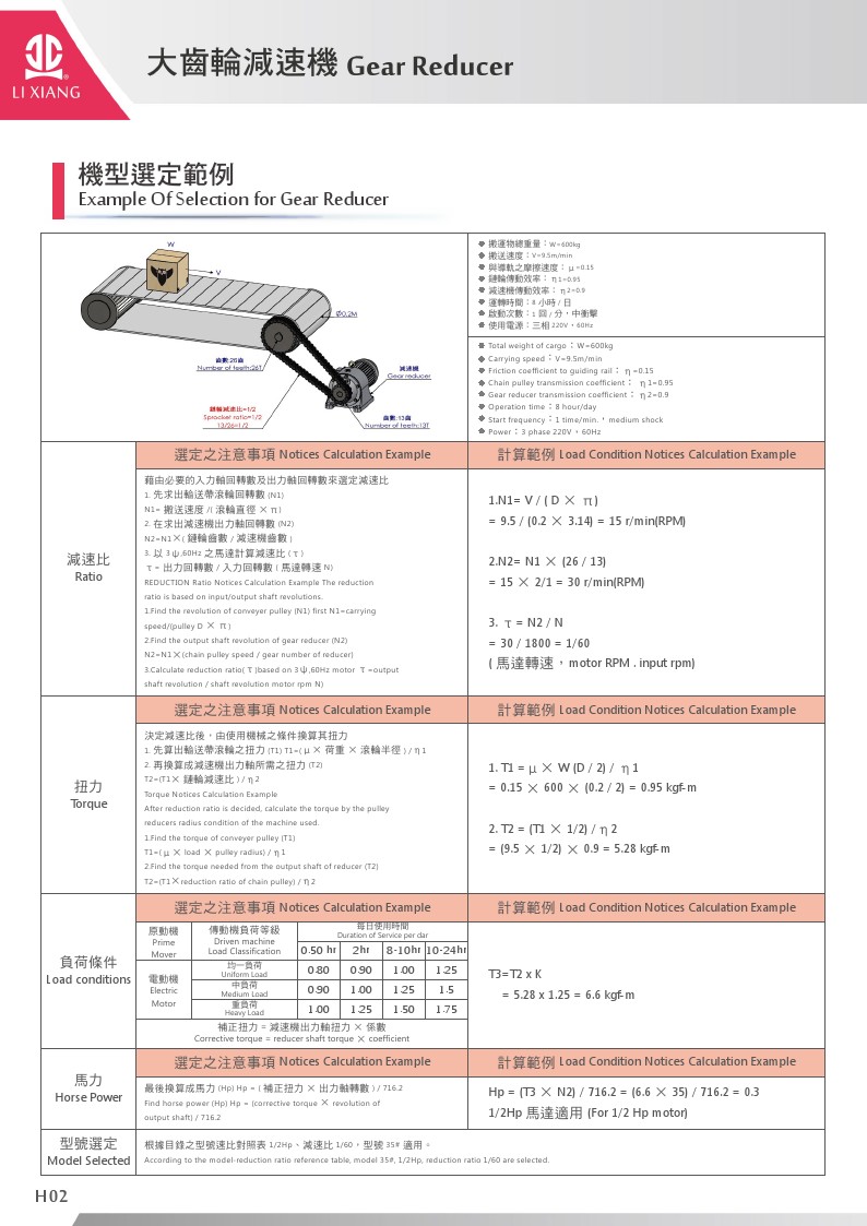 大齒輪減速機_機型選定範例
